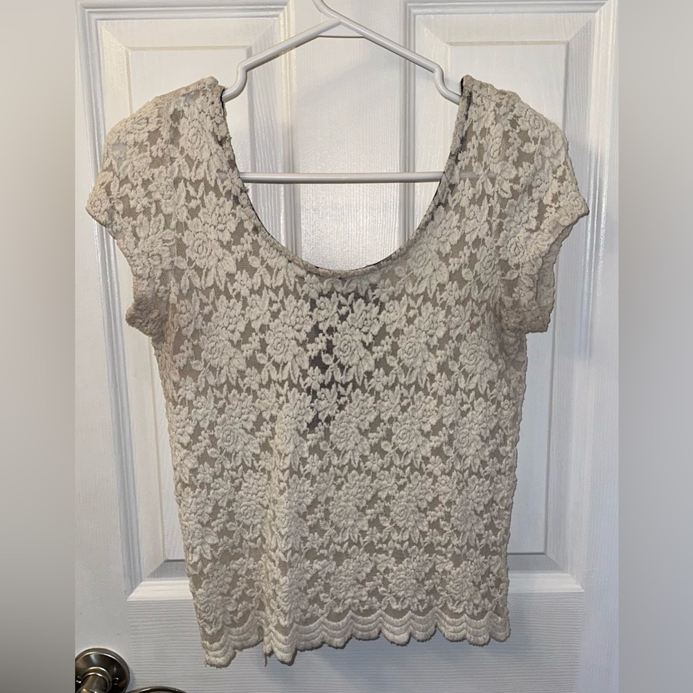 Pins and Needles Off White Lace Shirt Size XS